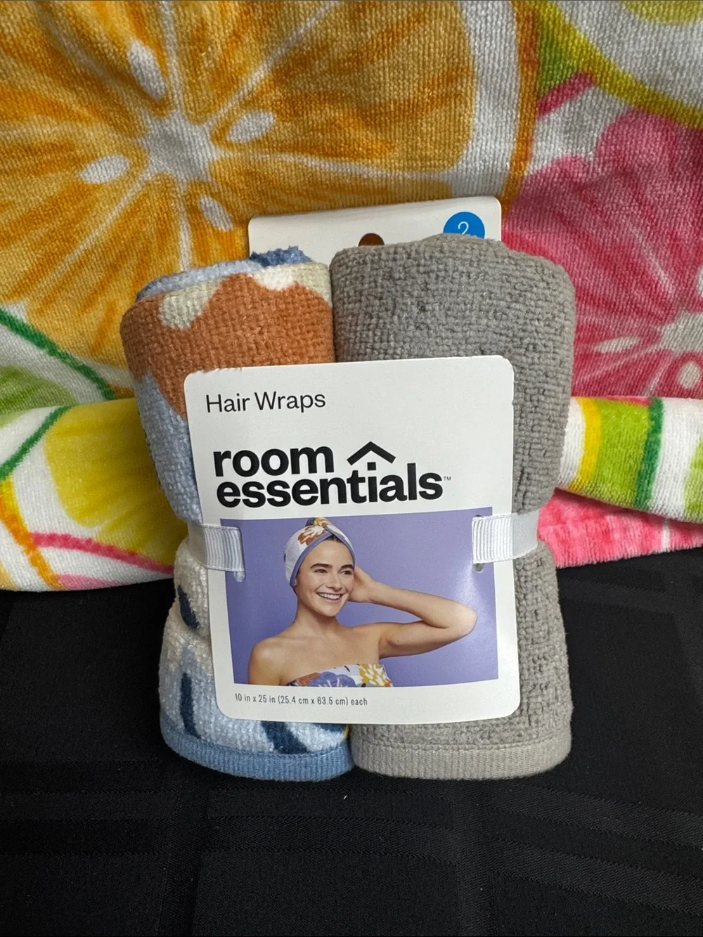 Room Essentials Colorblock and Gray Terry Hair Wraps